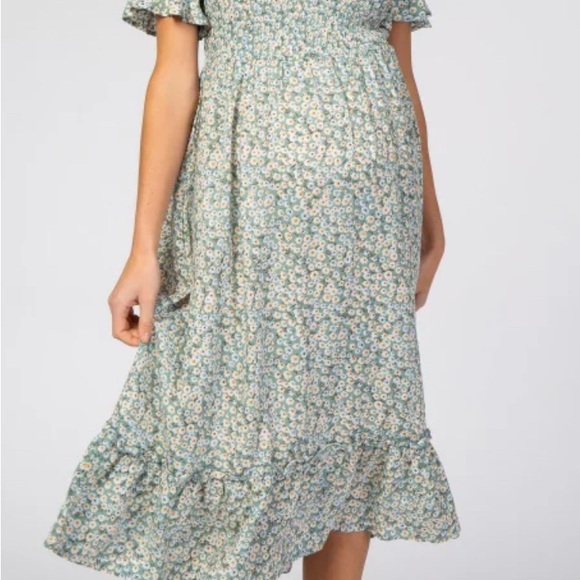 Pinkblush Dresses & Skirts - Pinkblush Light Blue Floral Ruffle Maternity Midi Dress